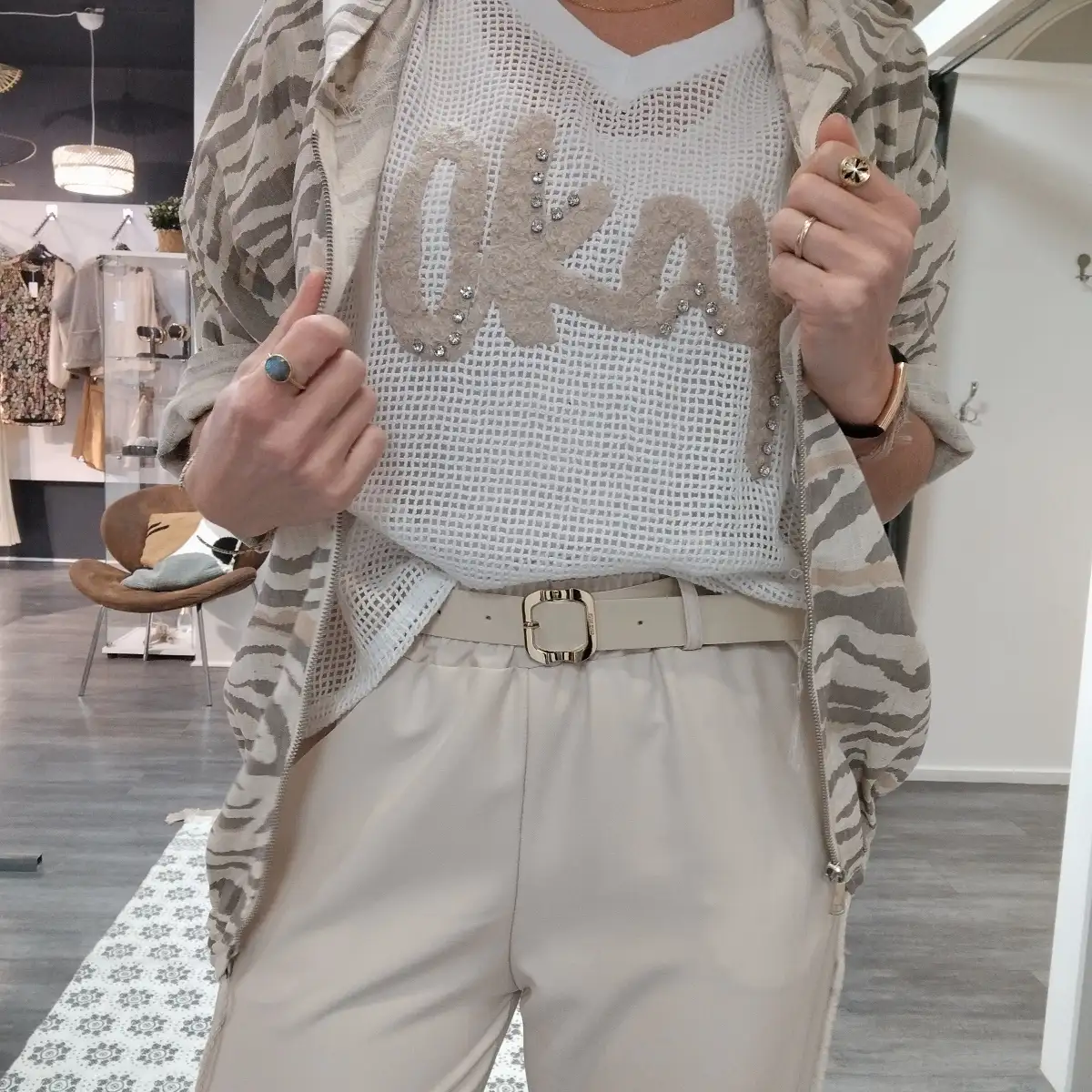 Haut en maille ajourée Okay