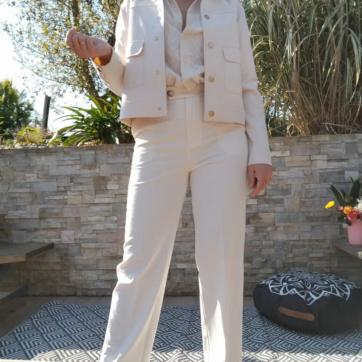 Chemise beige à chevrons