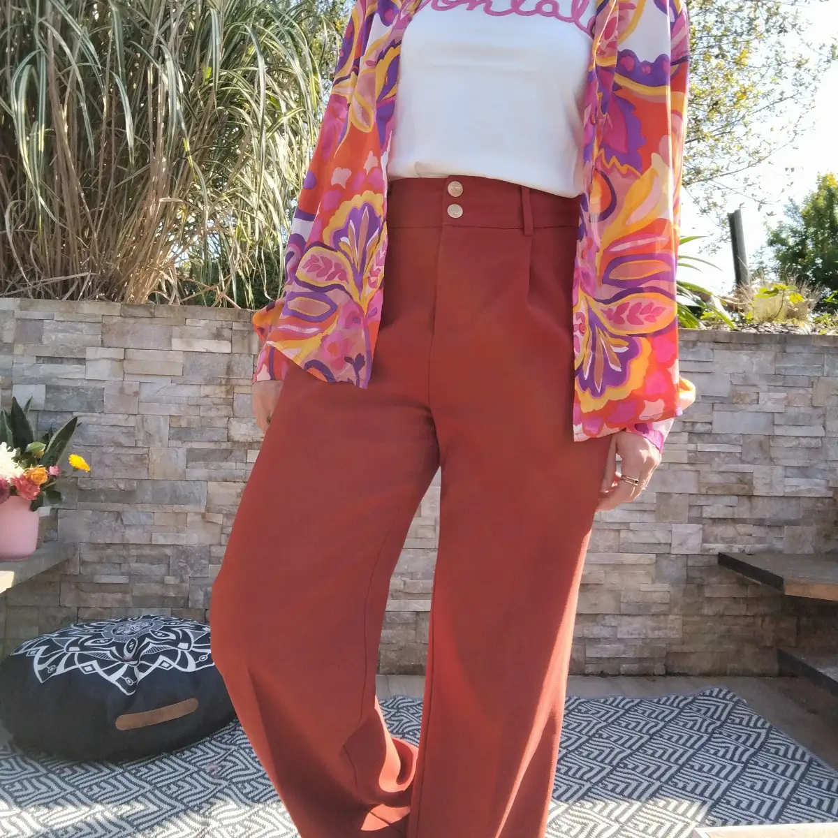 Pantalon droit terracotta