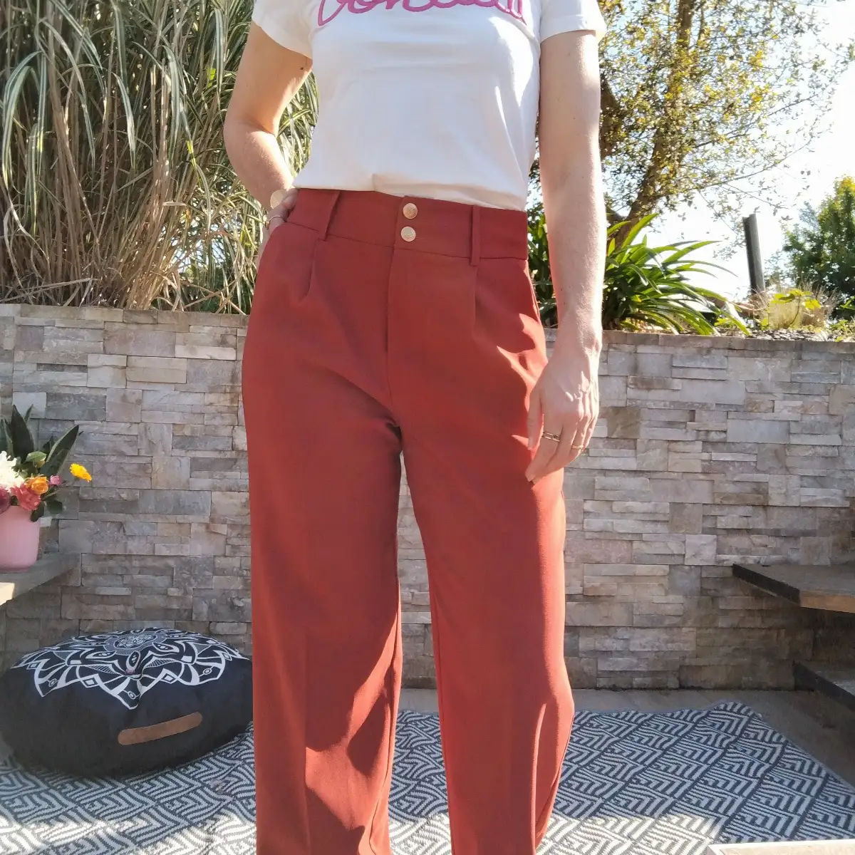 Pantalon droit terracotta