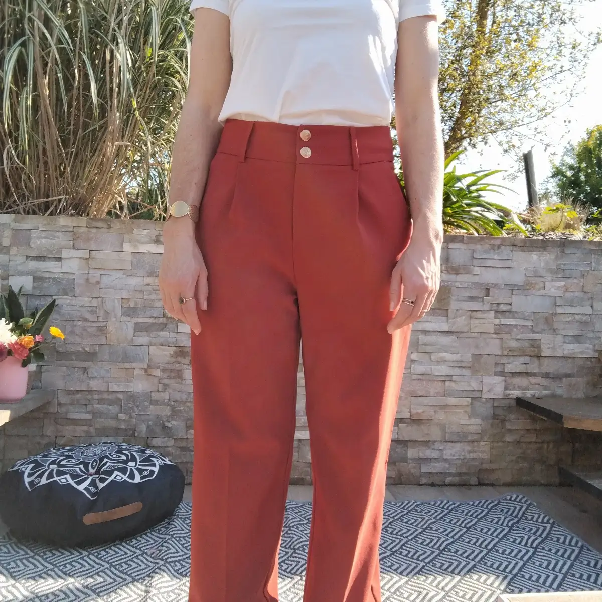 Pantalon droit terracotta