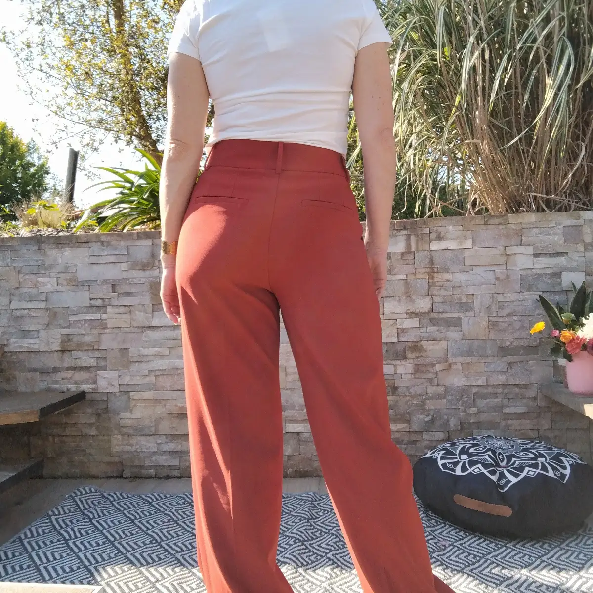 Pantalon droit terracotta