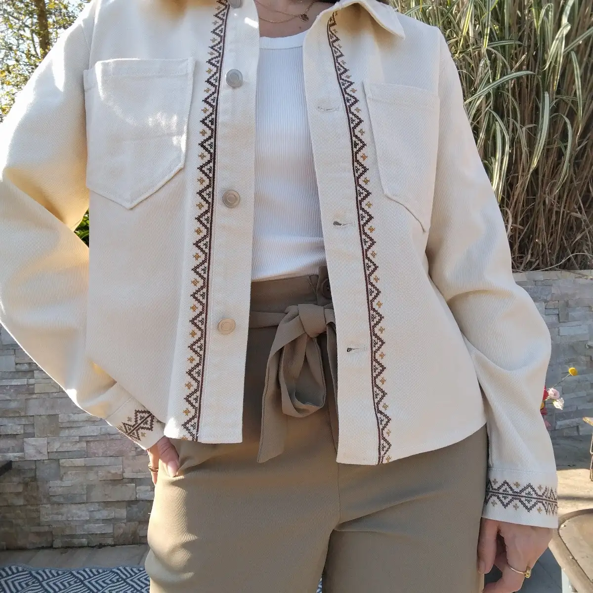 Veste en jean beige