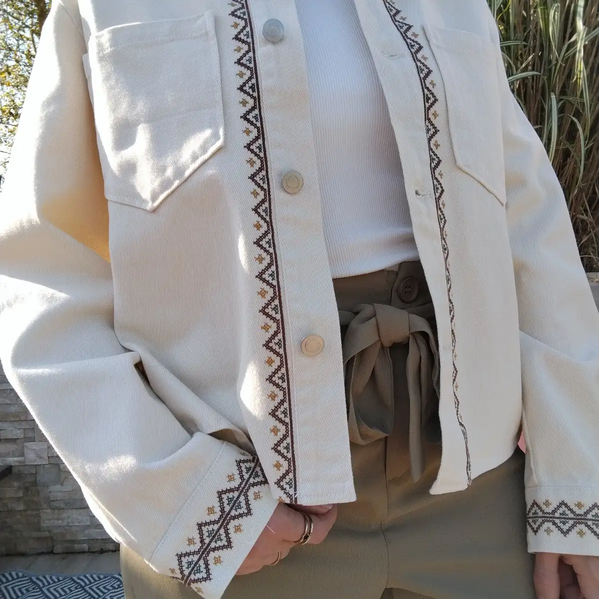 Veste en jean beige