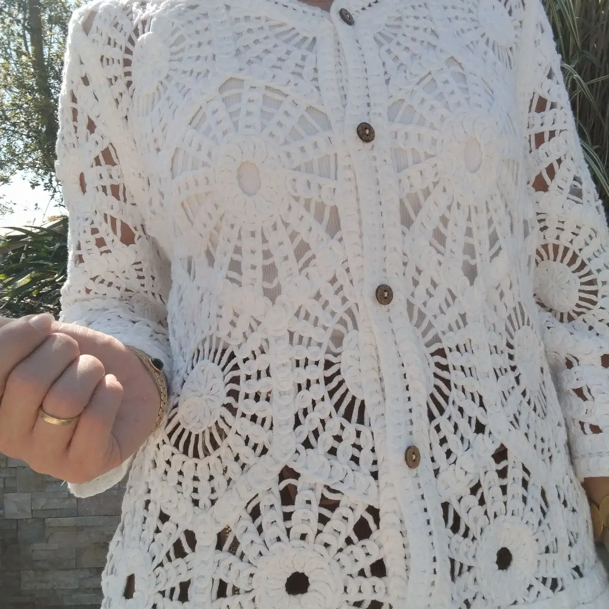 Gilet blanc en macramé