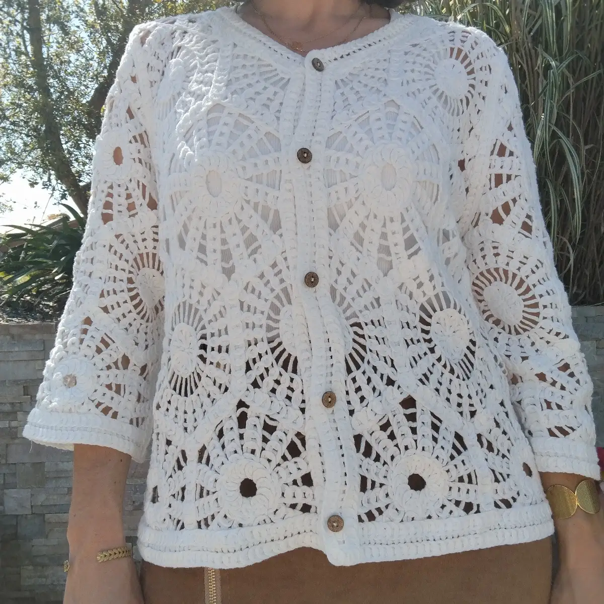 Gilet blanc en macramé