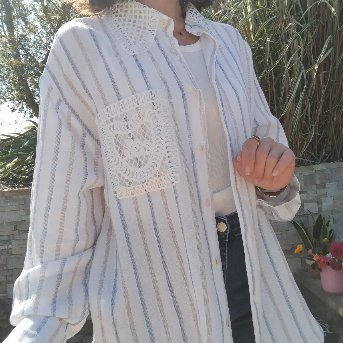 Chemise rayée blanche