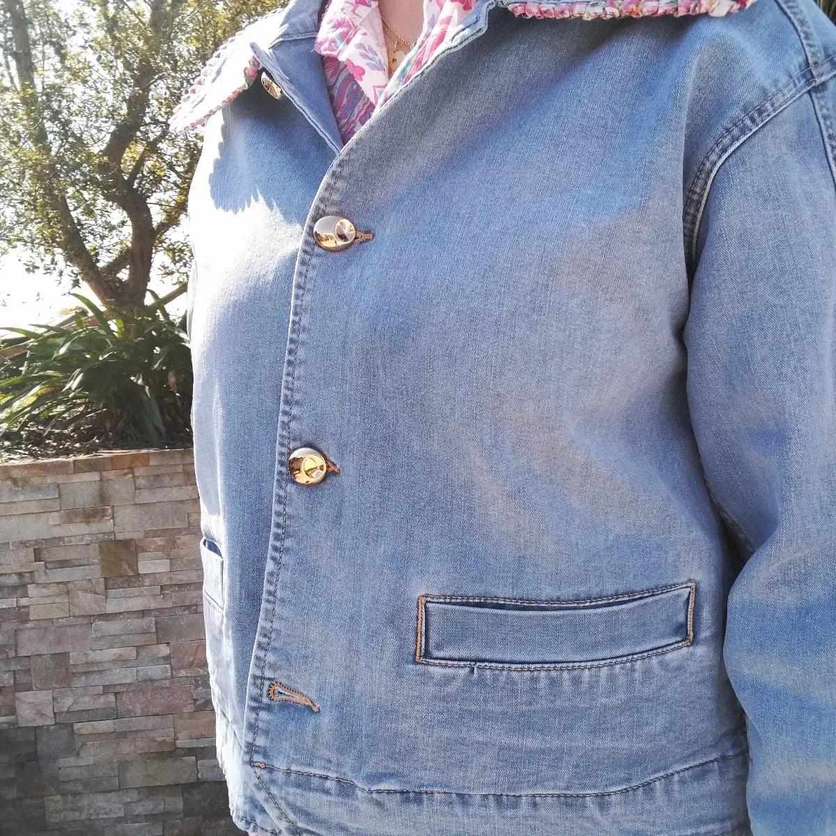 Veste jean col claudine