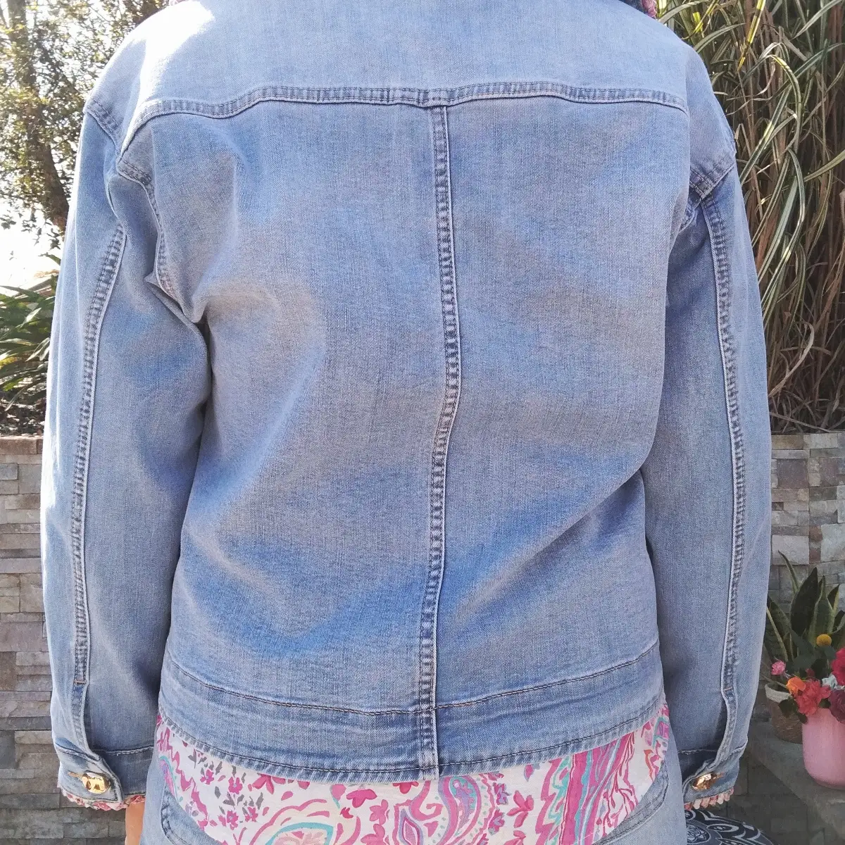 Veste jean col claudine