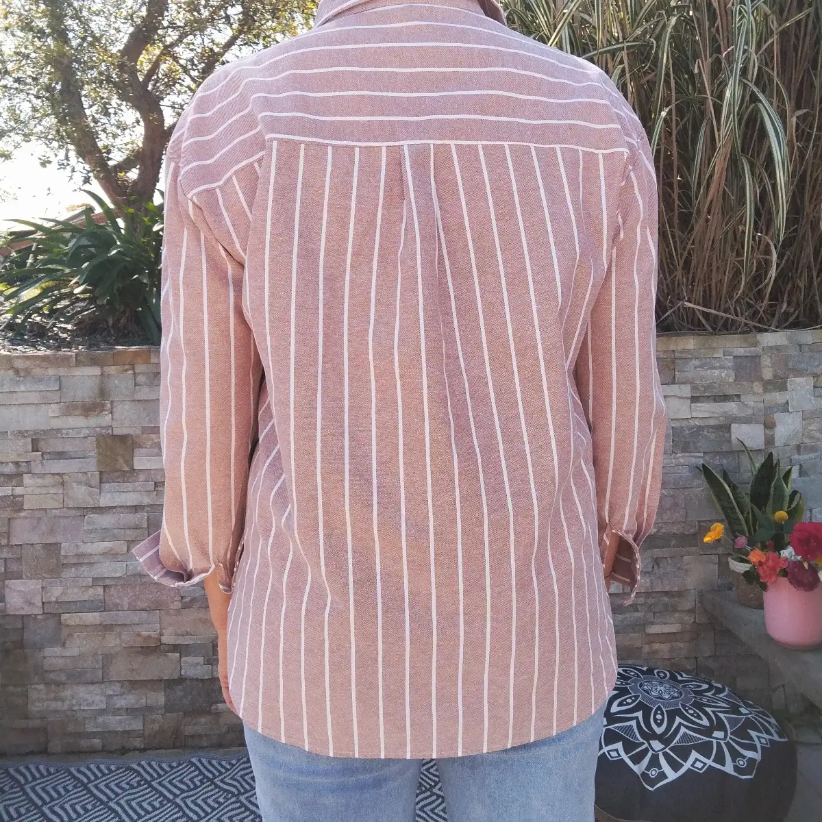 Chemise rayée beige