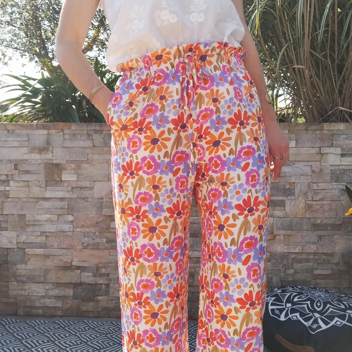 Pantalon fluide fleuri