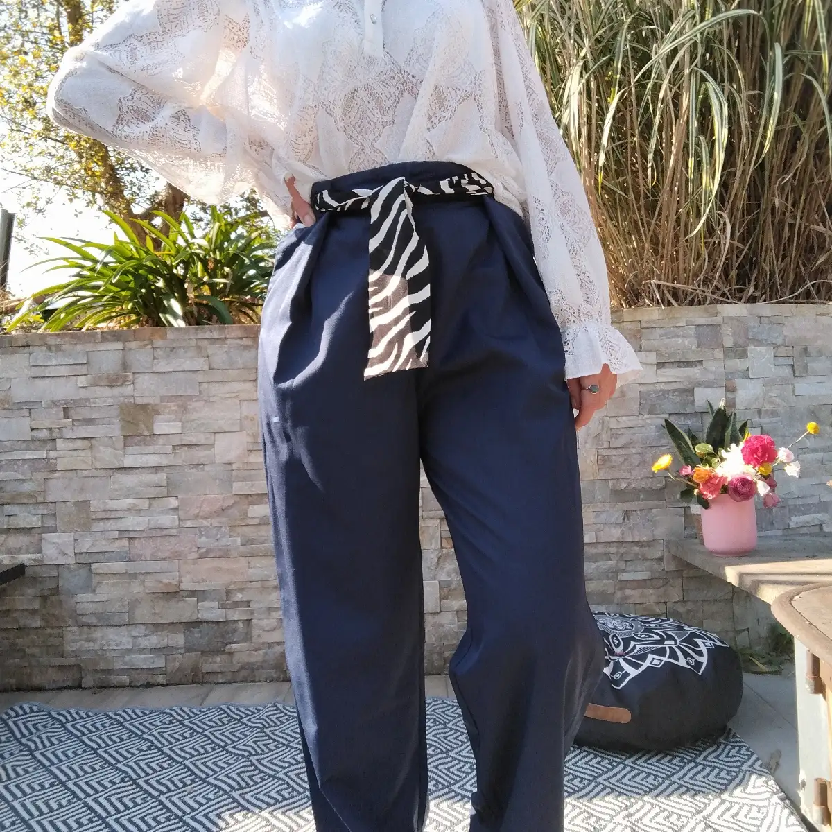 Pantalon large bleu marine