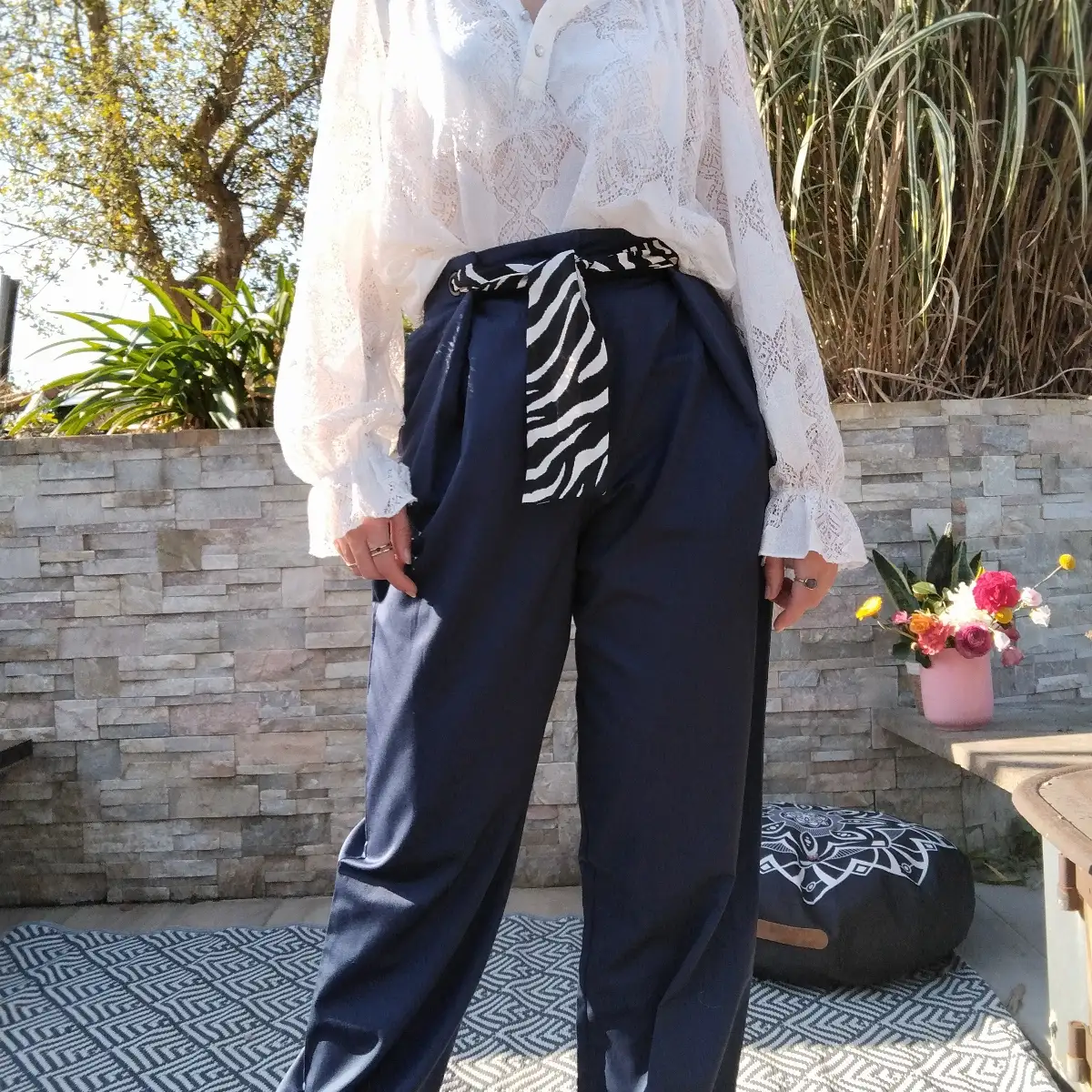 Pantalon large bleu marine