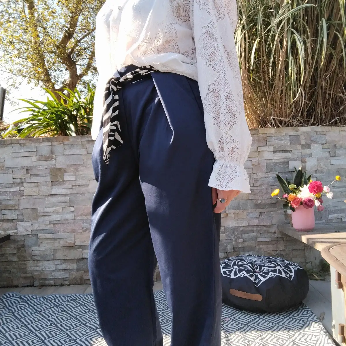 Pantalon large bleu marine