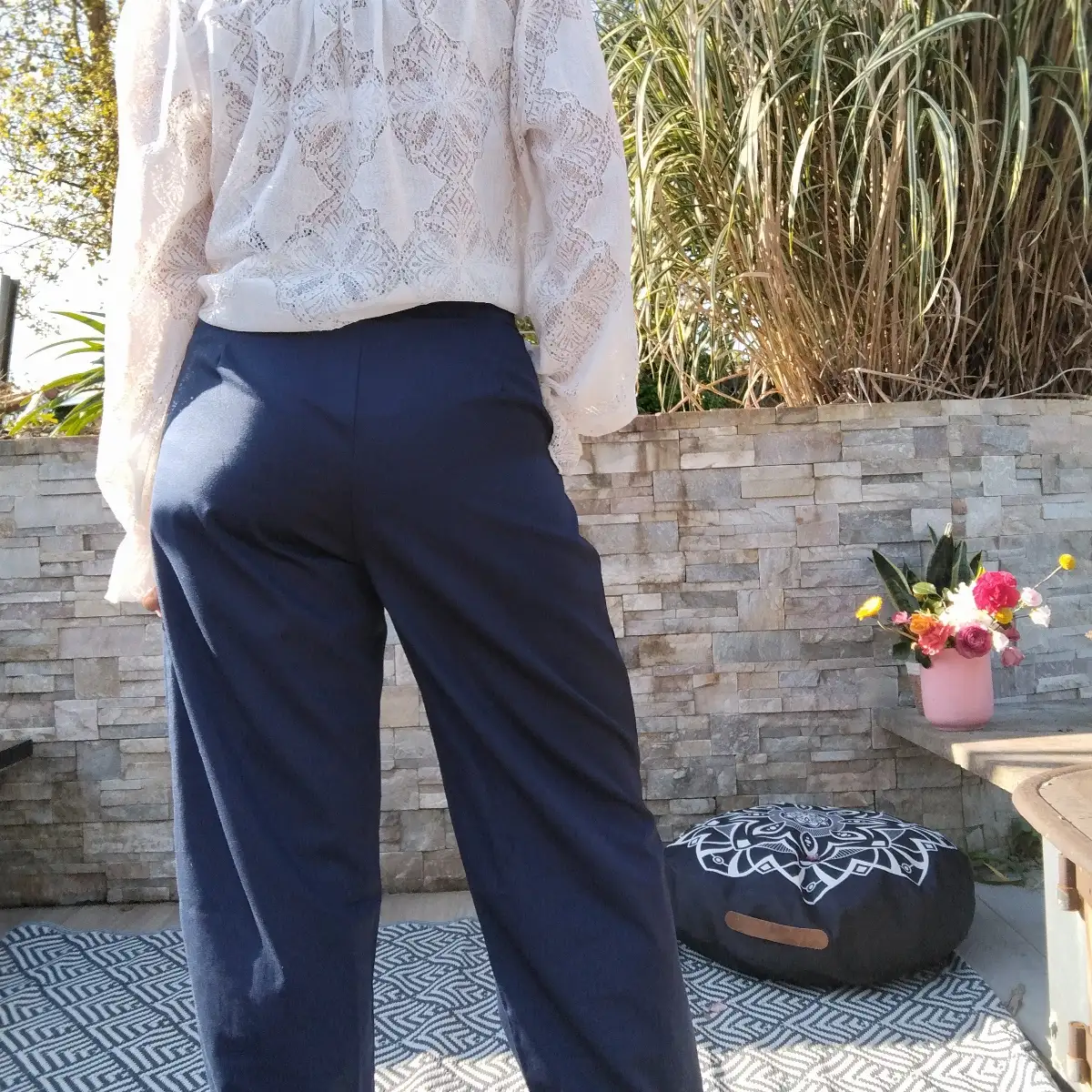 Pantalon large bleu marine