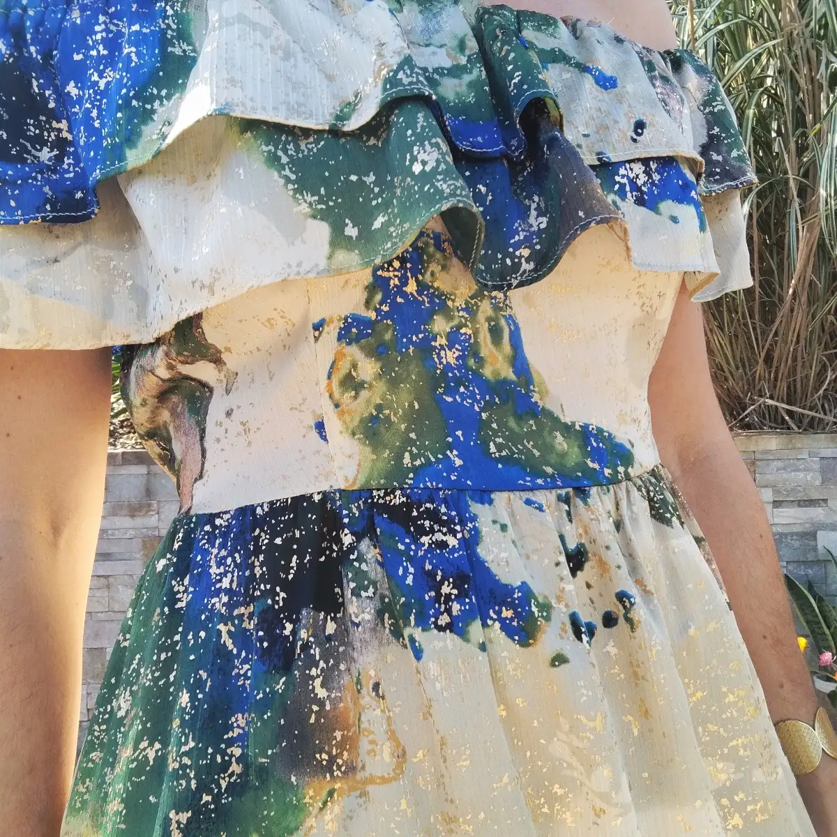 Robe bleu/vert/jaune