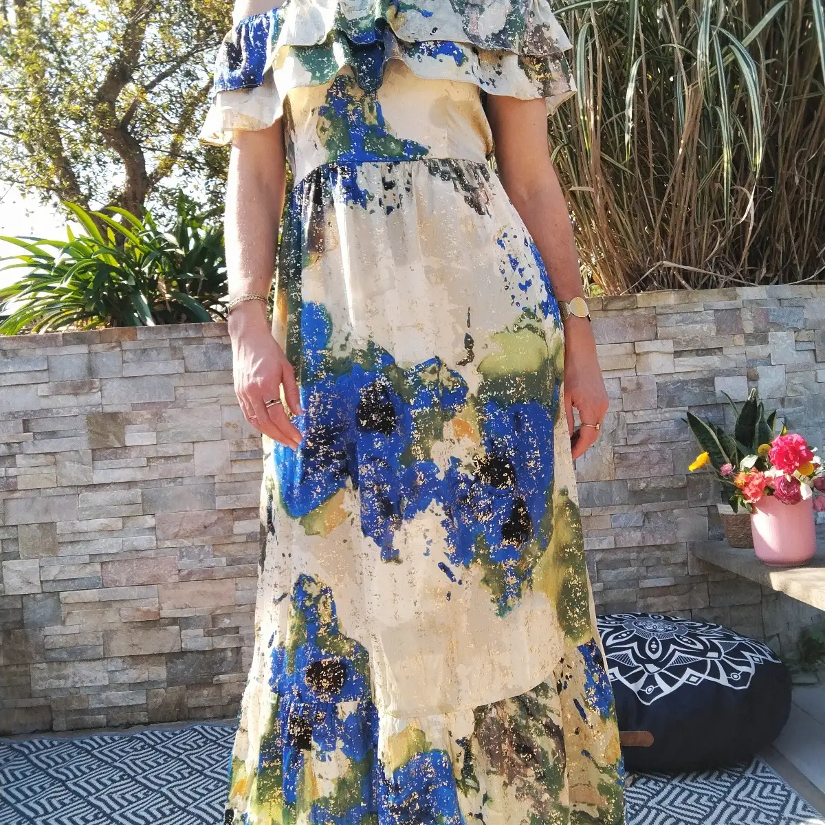Robe bleu/vert/jaune