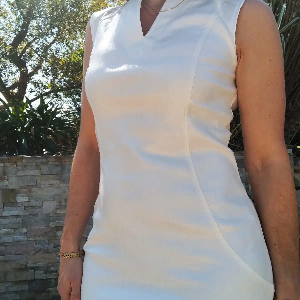 Robe moulante écrue