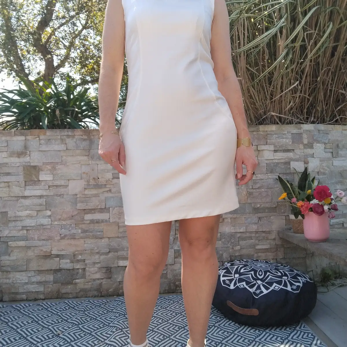 Robe moulante écrue