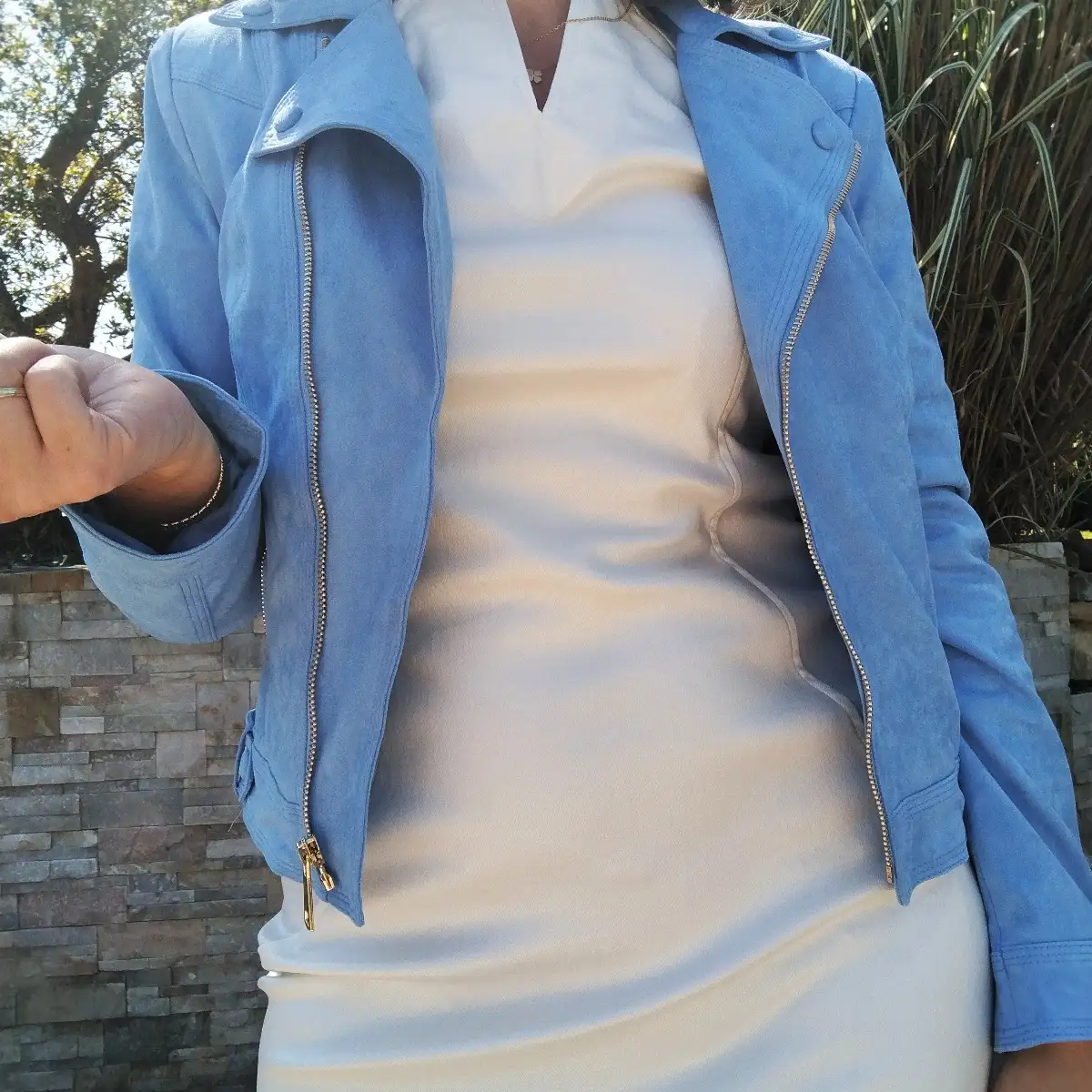 Veste suédine bleu ciel