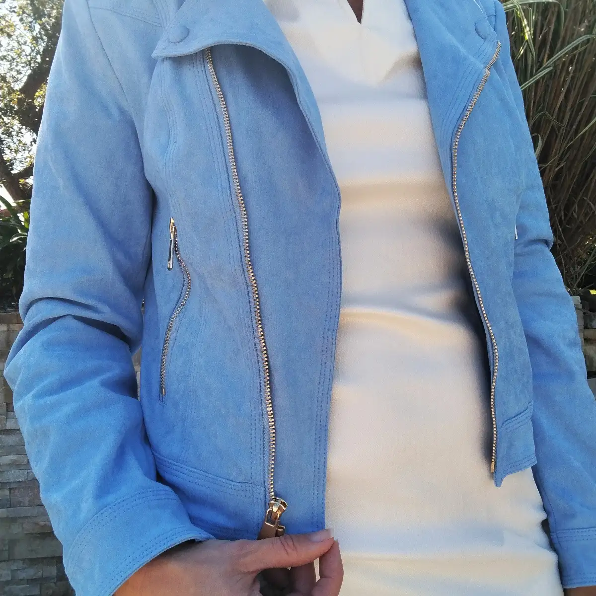 Veste suédine bleu ciel
