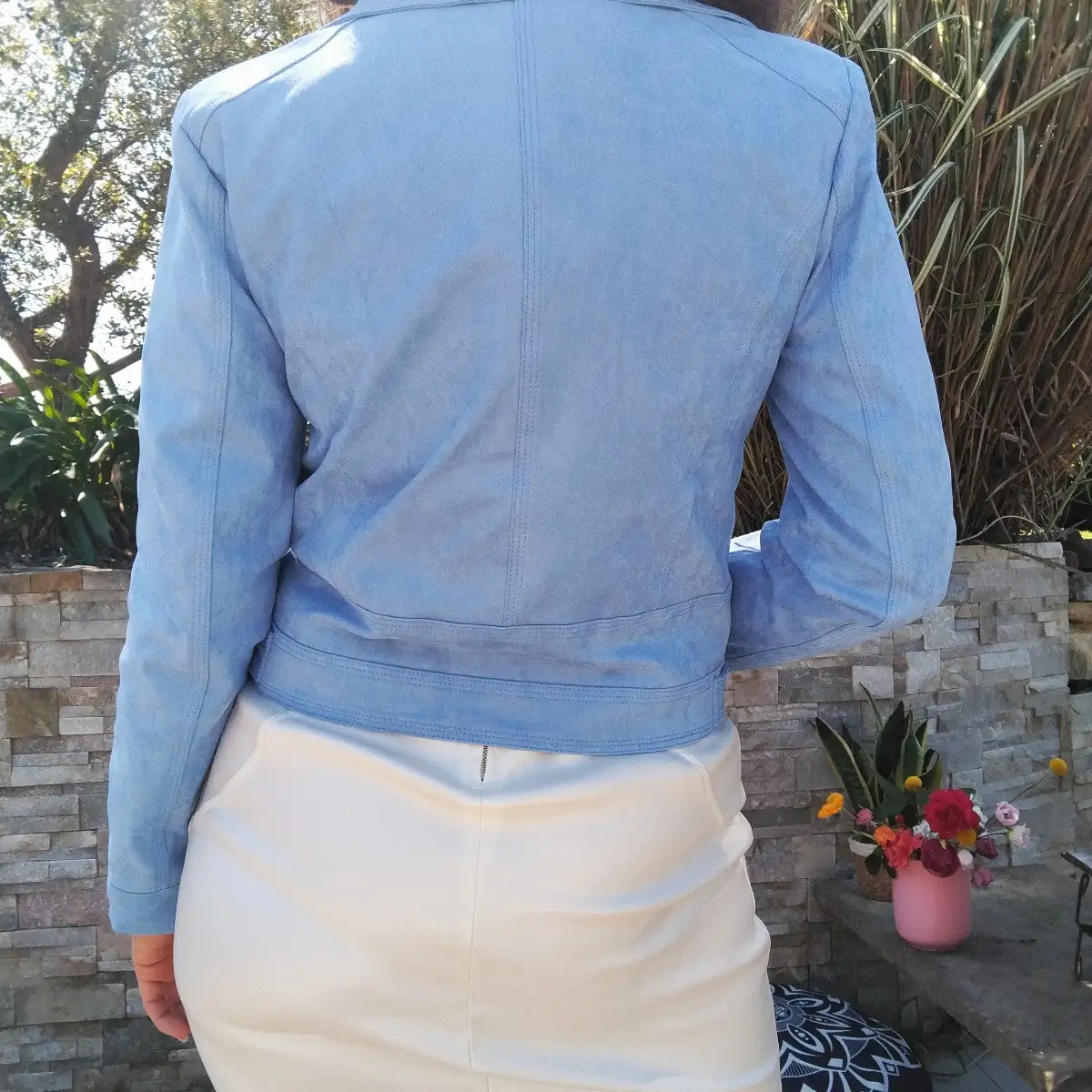 Veste suédine bleu ciel