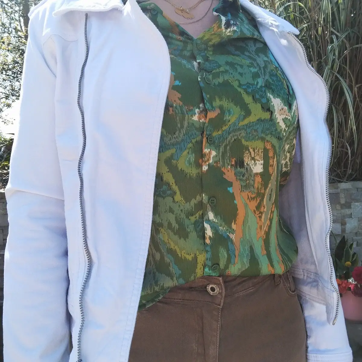 Chemise satinée verte