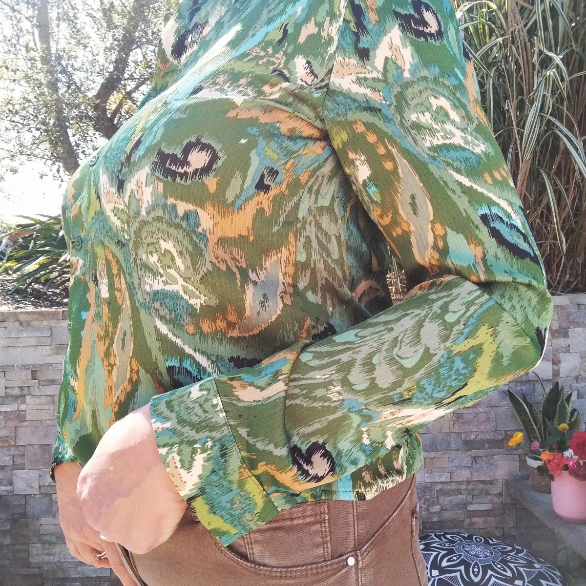 Chemise satinée verte