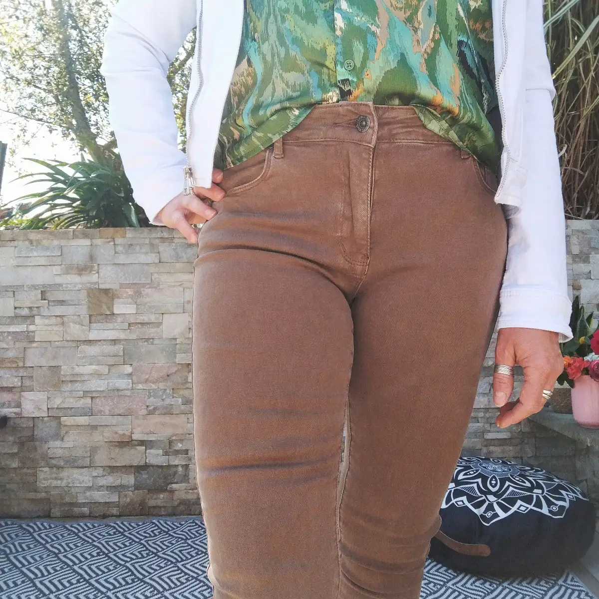 Jean slim camel