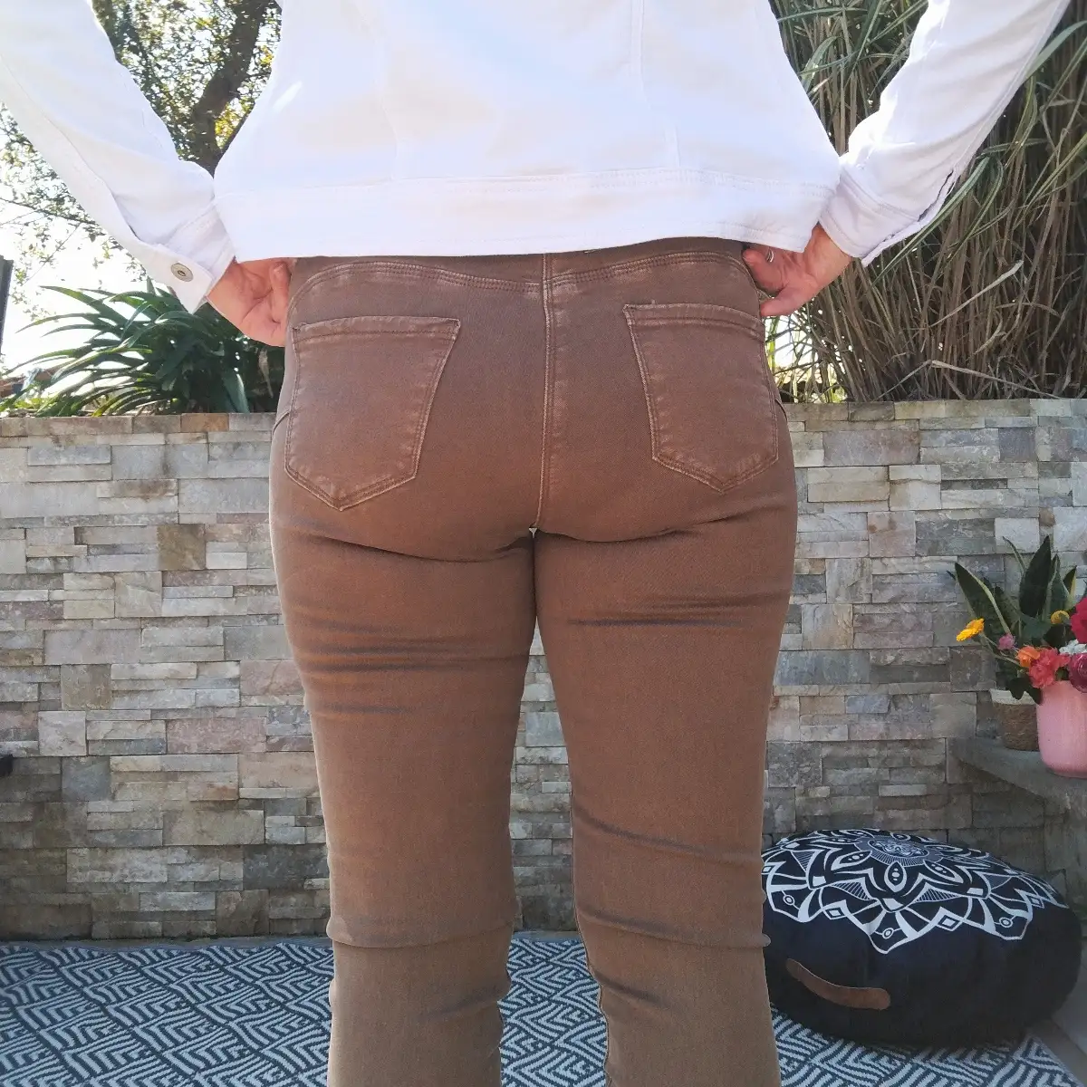 Jean slim camel