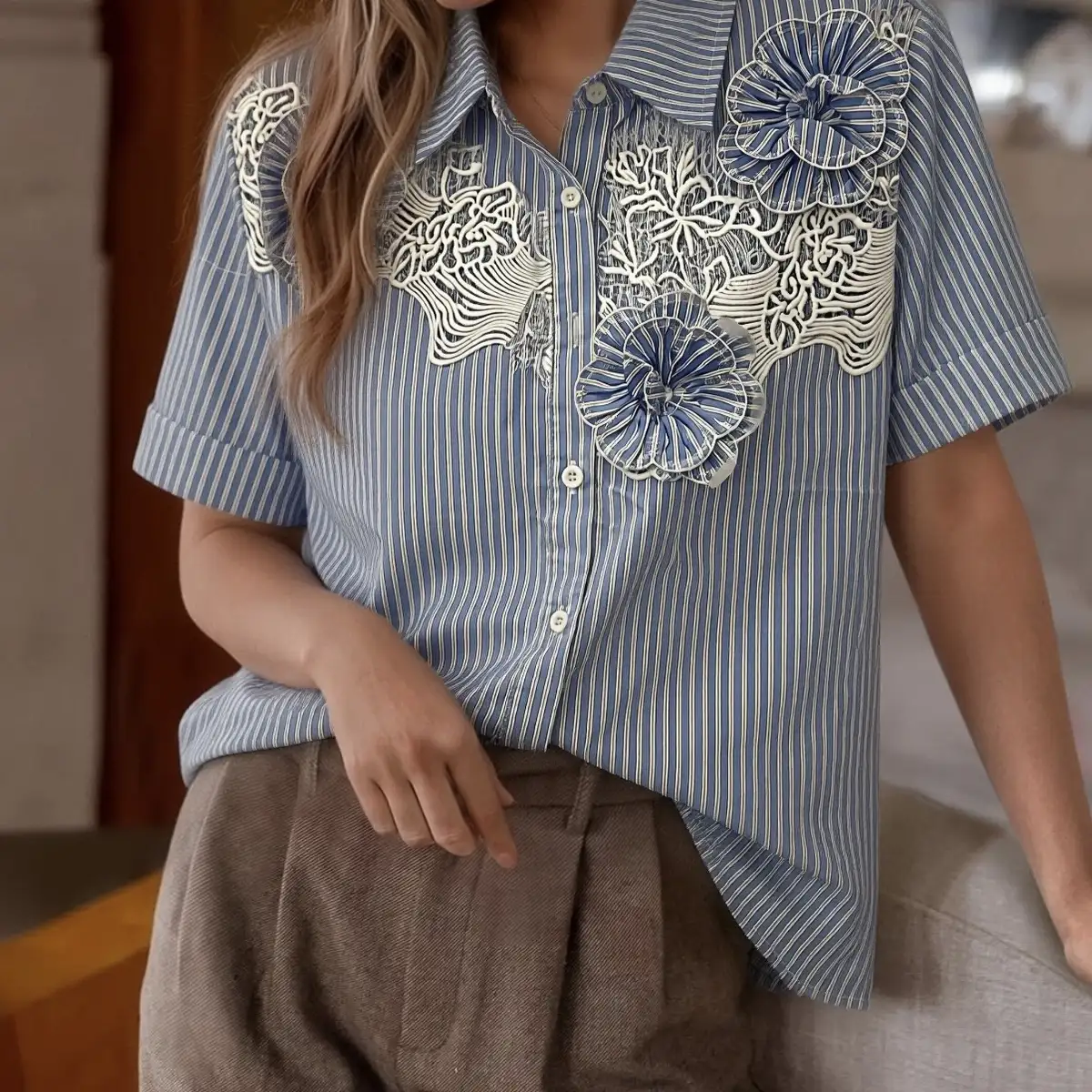 Chemise rayée bleue